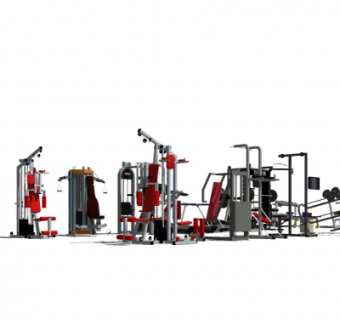 现代健身器材su模型