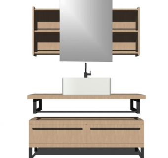 现代浴室柜洗手台su模型