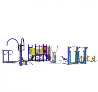 现代户外健身器材su模型