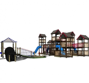 现代儿童滑梯su模型