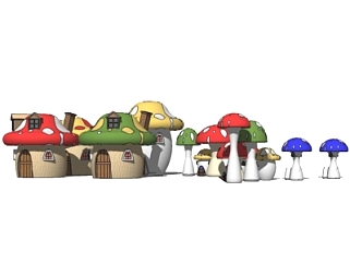 现代儿童蘑菇屋su模型