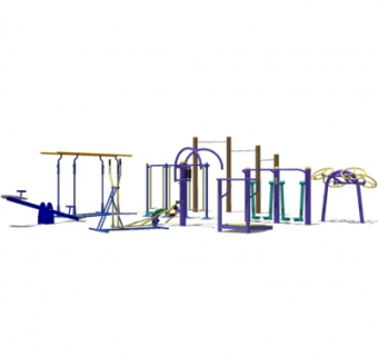 现代户外健身器材su模型