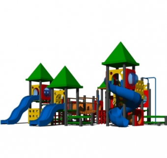 现代儿童滑梯su模型