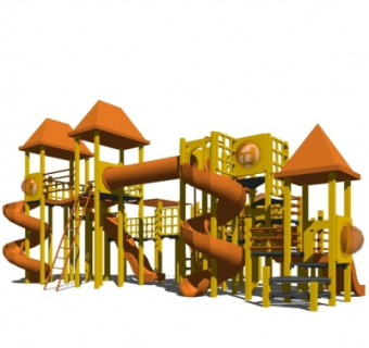 现代儿童滑梯su模型