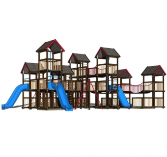 现代儿童滑梯su模型