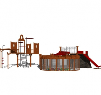 现代儿童滑梯su模型