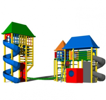现代儿童滑梯su模型