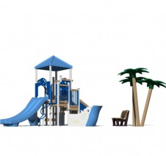 现代儿童滑梯su模型