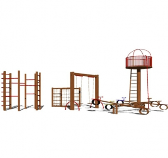 现代户外健身器材su模型