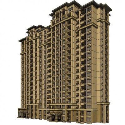 新古典高层公寓楼su模型