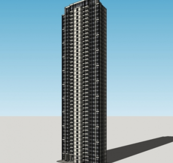 现代超高层公寓楼su模型