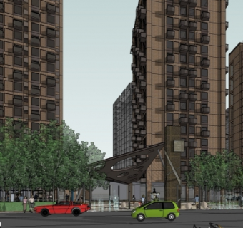 现代小区规划su模型