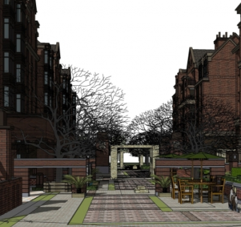 欧式小区规划su模型