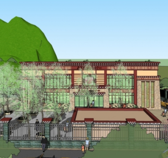 中式培训中心su模型