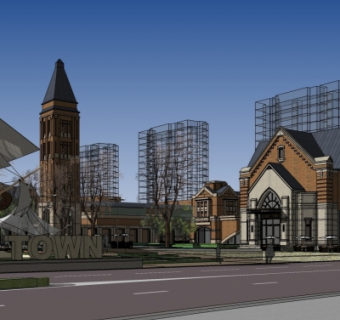 欧式小区规划su模型