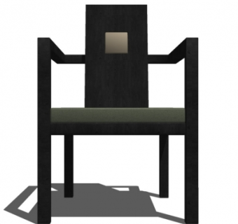 新中式实木单椅su模型