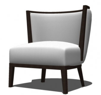 新中式实木布艺单椅su模型