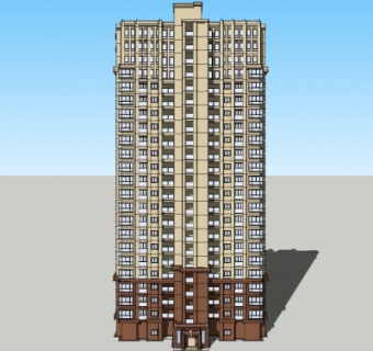新古典高层公寓楼su模型