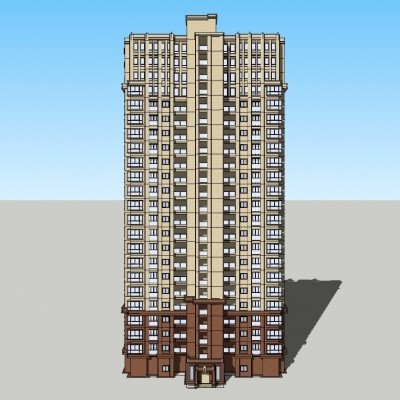 新古典高层公寓楼su模型