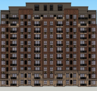 新古典高层公寓楼su模型