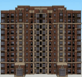 新古典高层公寓楼su模型