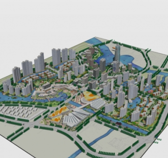 现代小区规划su模型