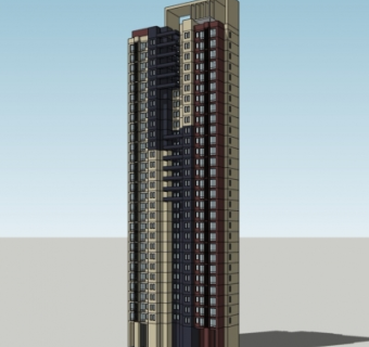 现代高层公寓楼su模型