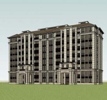 法式多层公寓楼su模型