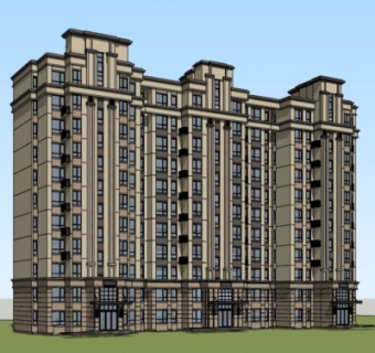 新古典高层公寓楼su模型