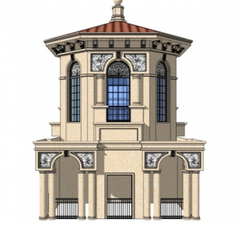 欧式钟塔su模型