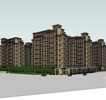 法式小区规划su模型