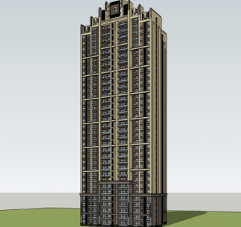 新古典高层公寓楼su模型