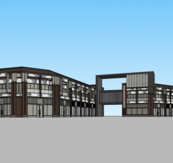 现代沿街商业楼su模型