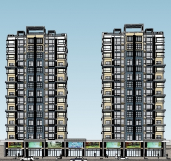 现代商住综合楼su模型