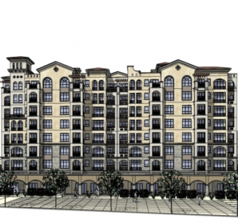 欧式多层公寓楼su模型