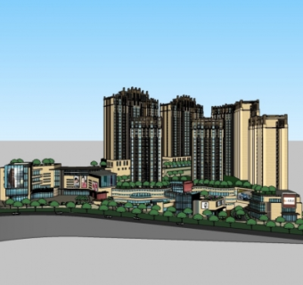 现代小区规划su模型