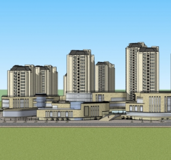 现代小区规划su模型