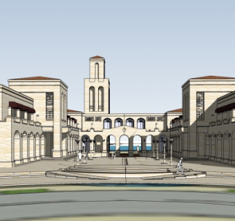 欧式沿街商业建筑su模型