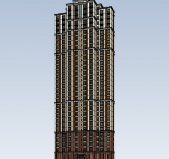 新古典高层公寓楼su模型