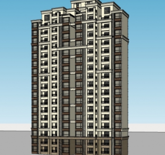 新古典高层公寓楼su模型