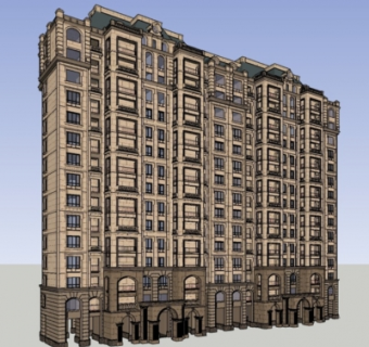 法式高层公寓楼su模型