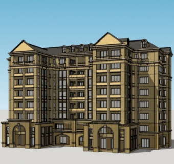 欧式多层公寓楼su模型