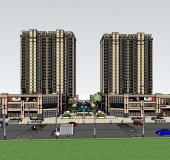 新古典商住综合体su模型