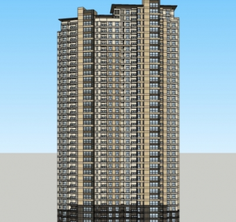 新古典高层公寓楼su模型