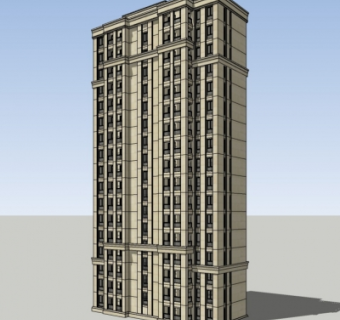新古典高层公寓楼su模型