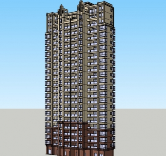 新古典高层公寓楼su模型