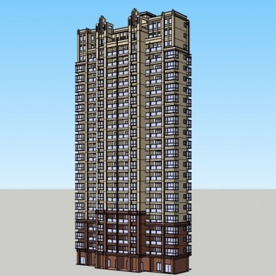 新古典高层公寓楼su模型