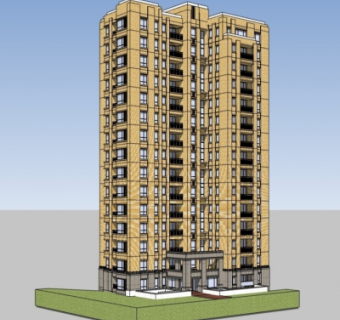 新古典高层公寓楼su模型