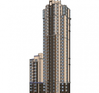 现代高层公寓楼su模型