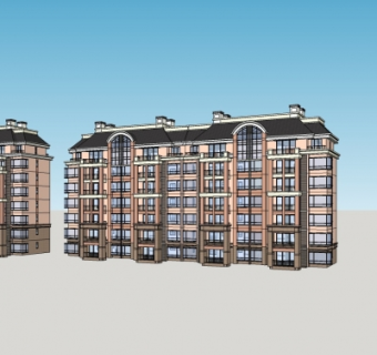 法式高层公寓楼su模型